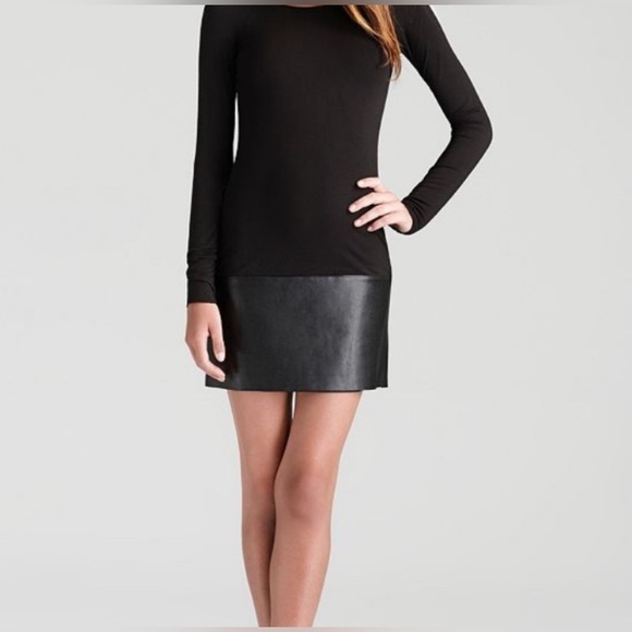 Bailey 44 Lorax Faux Leather Mini Dress Size Large L EUC Long Sleeve Crewneck. - Picture 1 of 11
